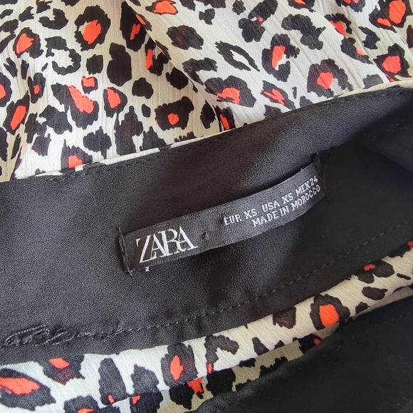 Zara Midi Animal Leopard Print Slip Skirt Grey Pink Boho Chiffon Size XS - Picture 5 of 7